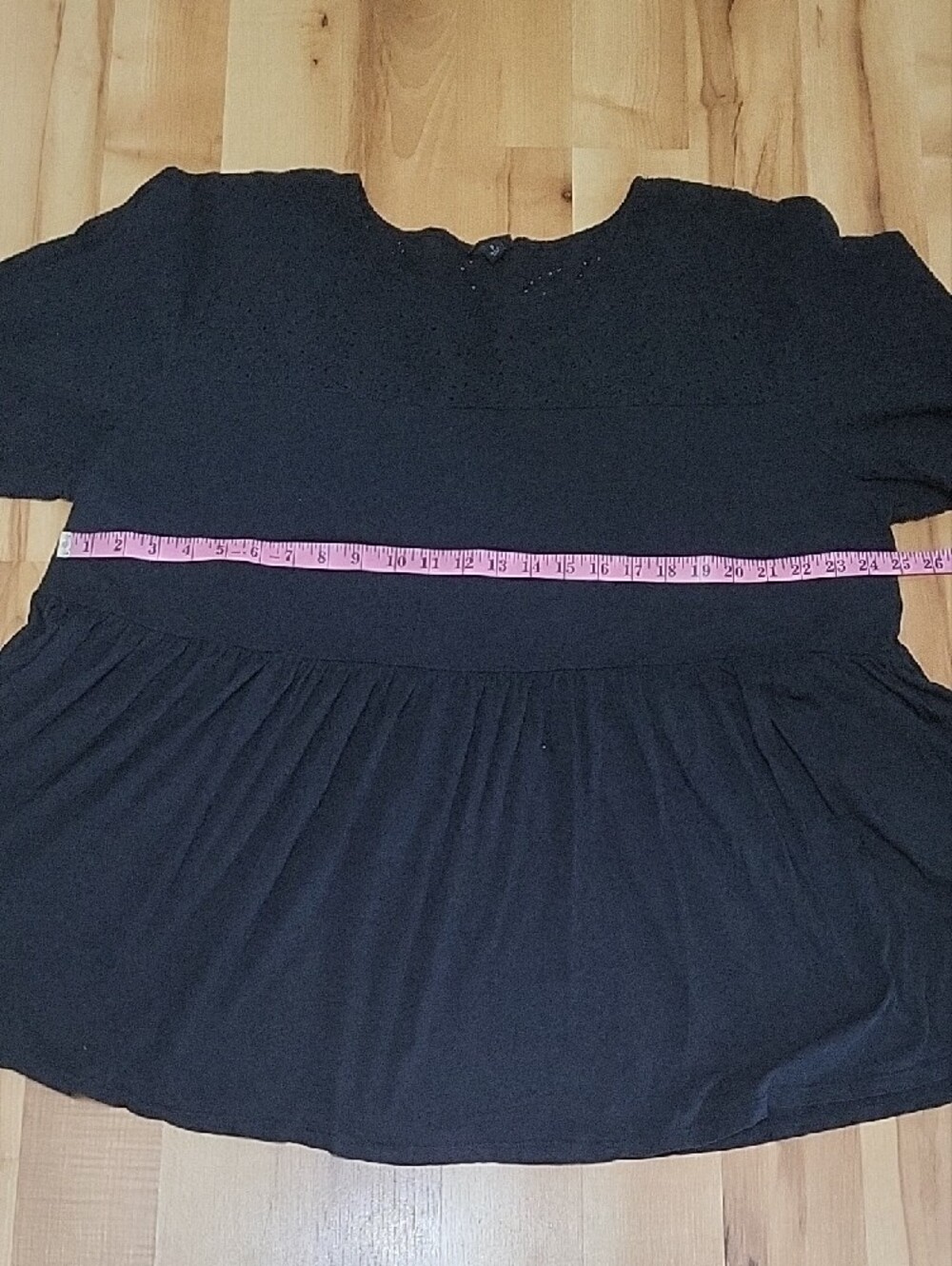 Vintage Cotton Jersey Crew Neck Eyelet Yoke Babydoll Top Size 3X - Picture 12 of 15